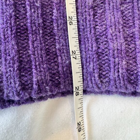 Polo Ralph Lauren Wool/Angora Shawl Collar Cable Knit Pullover Sweater  - Purple - Picture 7 of 12